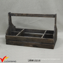 Handle Distressed Recycle Fir Wood Basket avec compartiments